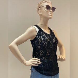 ARITZIA - WILFRED | Black Racerback Floral Lace
Sheer Mesh Tank Top Size XSmall